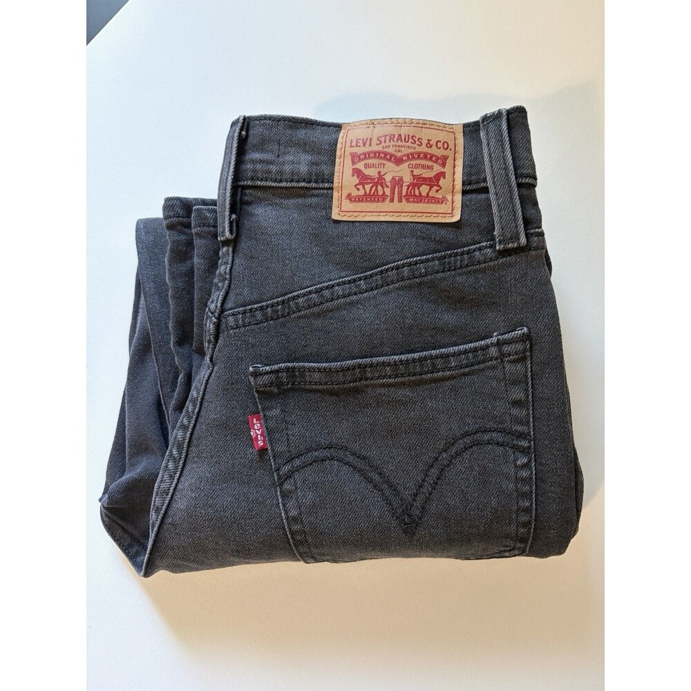 Levi's Jeans Ribcage Straight Ankle W Size 26 Washed Black High Rise Button Fly